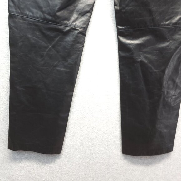 Tommy Hilfiger Vintage Leather Pants Womens 10 Black Lined Y2K Straight Leg - Picture 8 of 16